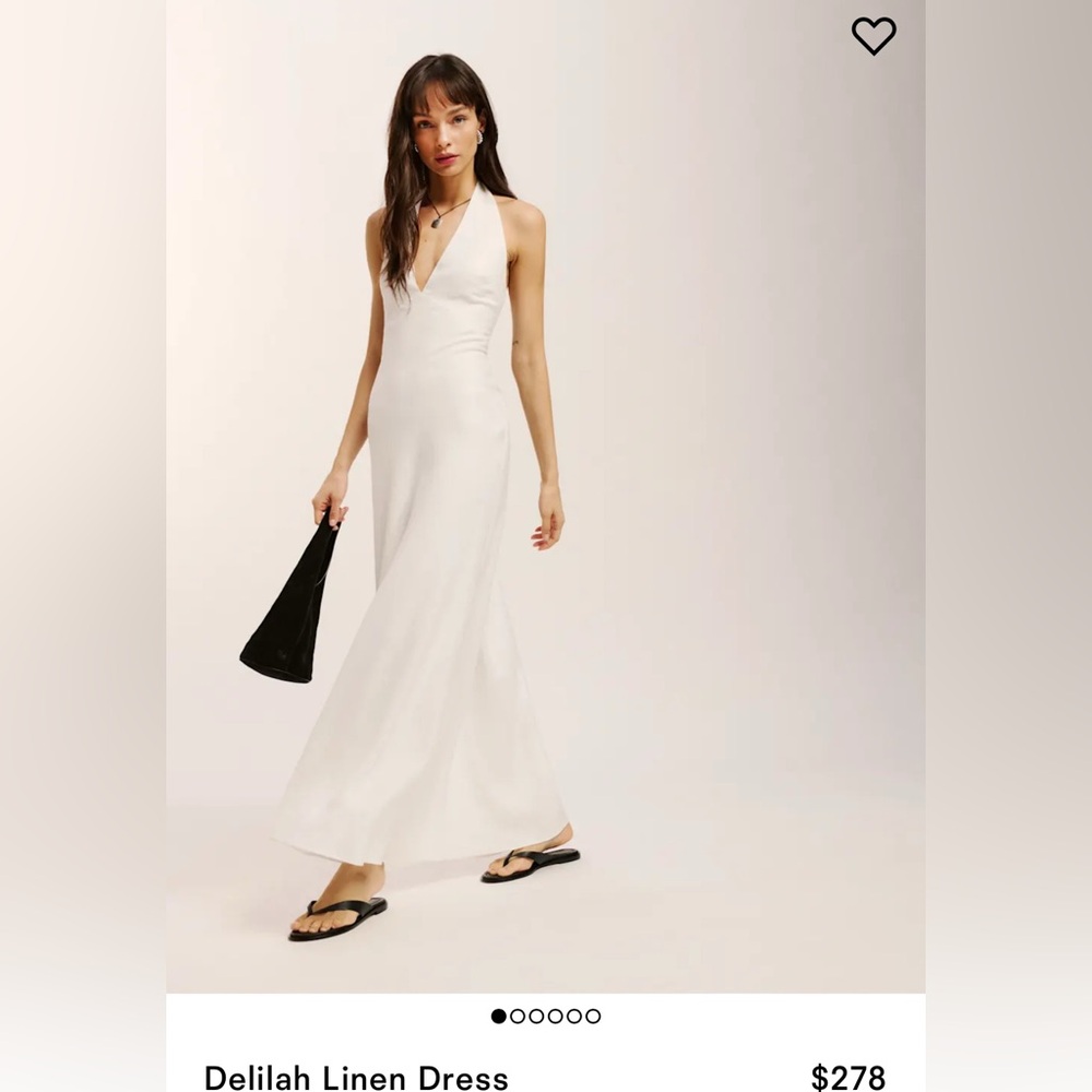Reformation Delilah Linen Dress Ivory - Size 8